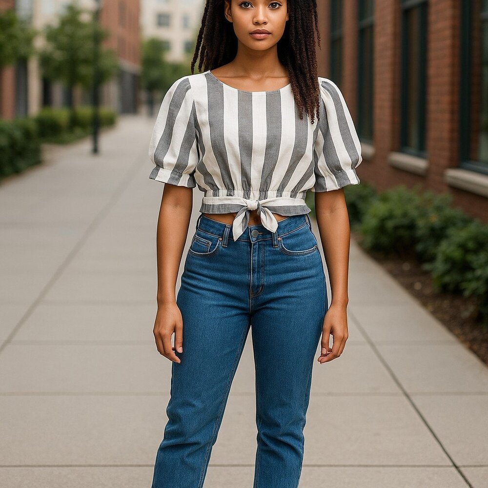 WILDCAT | Open Back Stripe Strap Crop Top